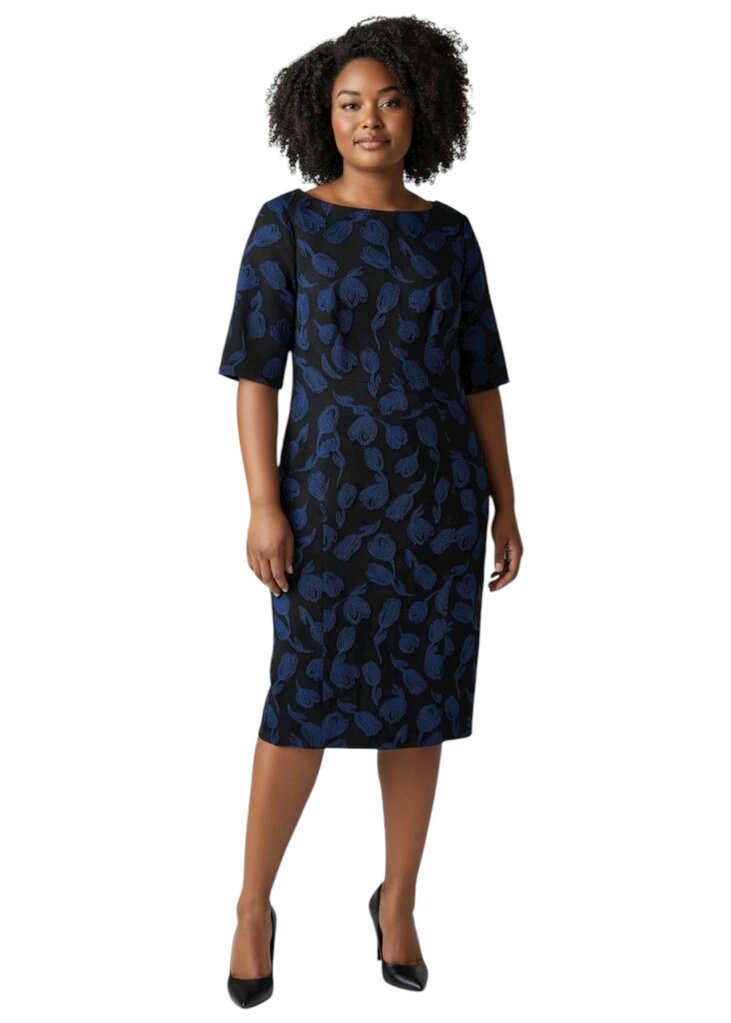 Patterned 3/4 Sleeve Midi Dress
