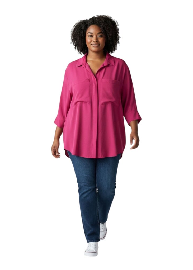 Silk 3/4 Button Up Top