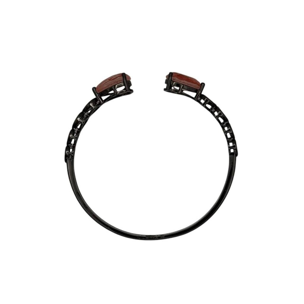Rhodium Pl Open Bangle w Lucite Rhin \L3