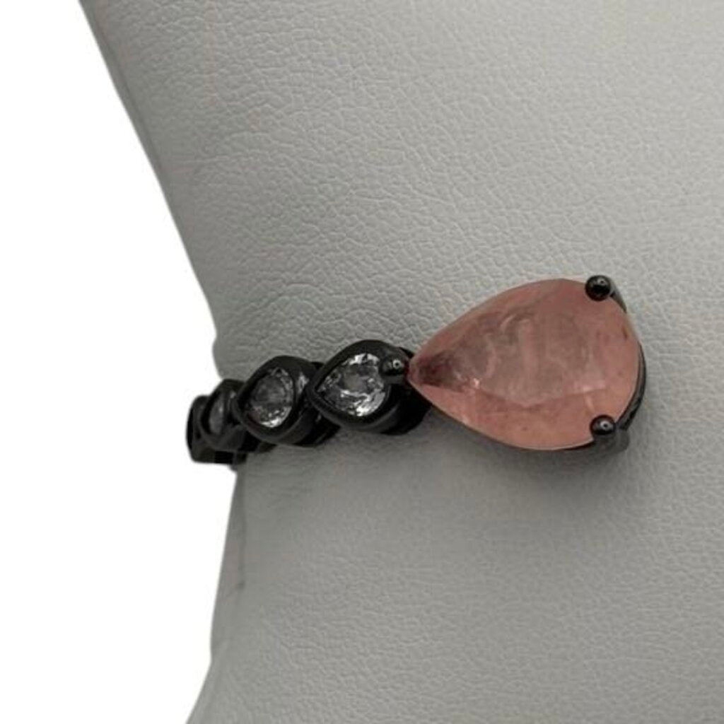 Rhodium Pl Open Bangle w Lucite Rhin \L3