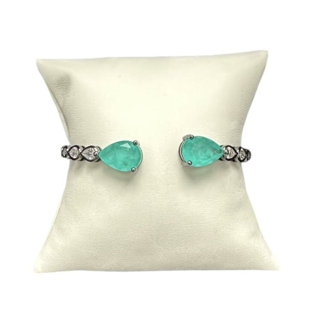 Rhod Pl Open Bangle w Lucite Rhin \L3