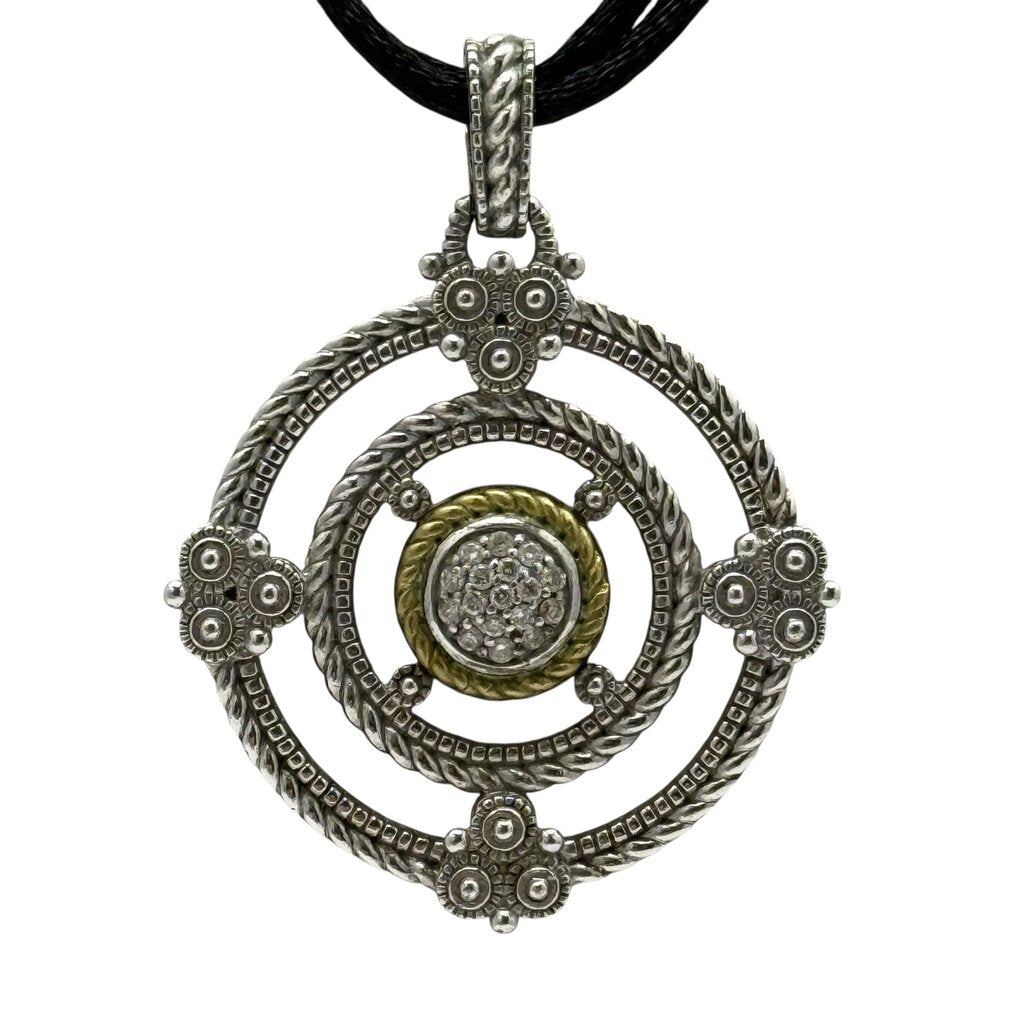 18 Karat Gold and Sterling Silver Pendant Necklace