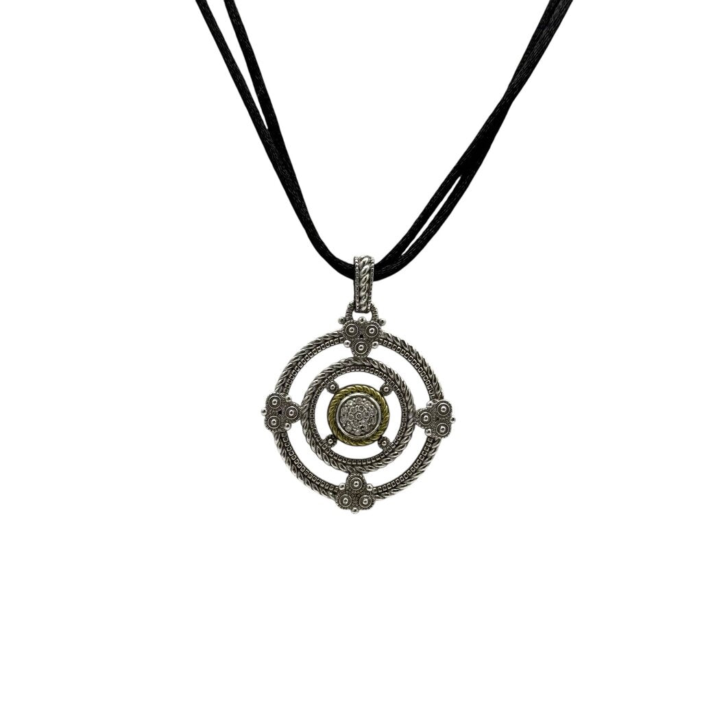 18 Karat Gold and Sterling Silver Pendant Necklace