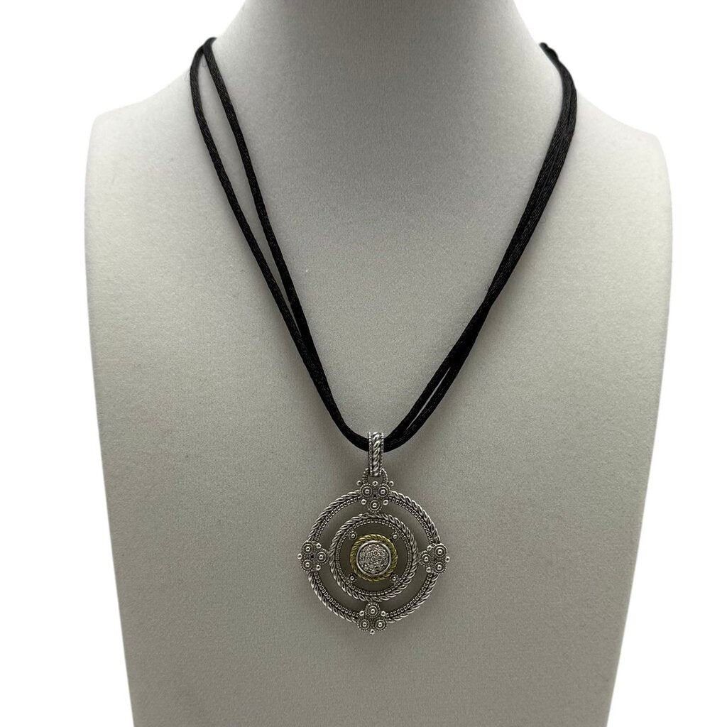 18 Karat Gold and Sterling Silver Pendant Necklace