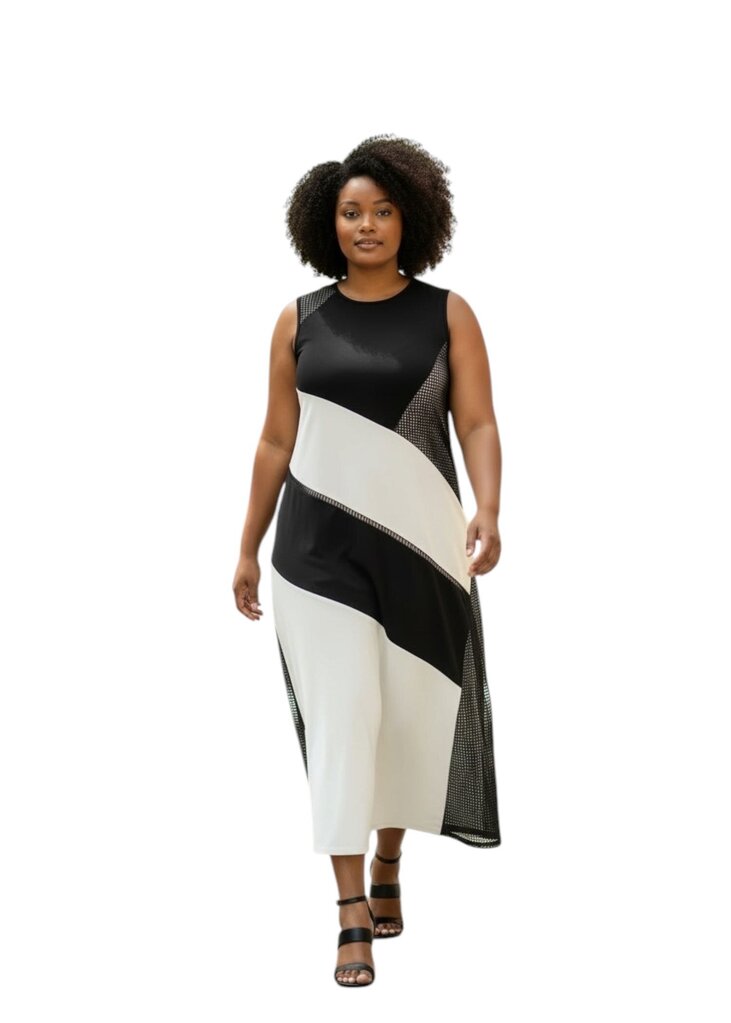 Mesh Panel Bias Cut Maxi Dress