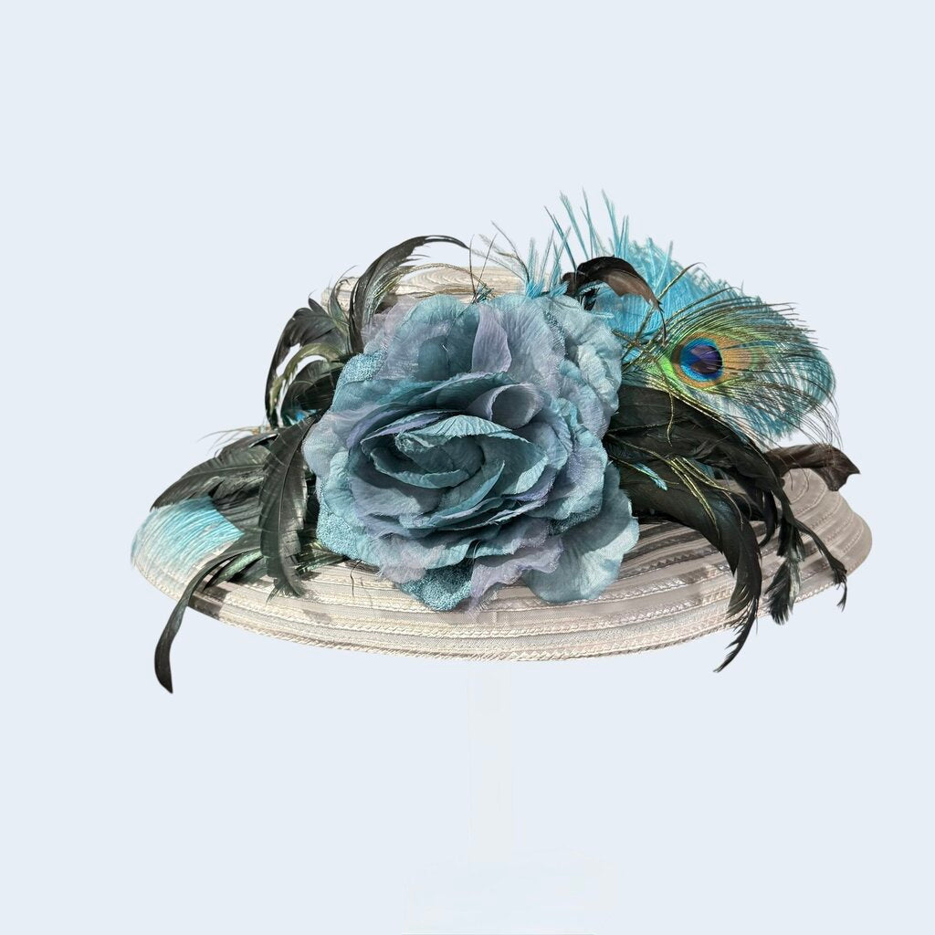 Floral Peacock Feather Hat