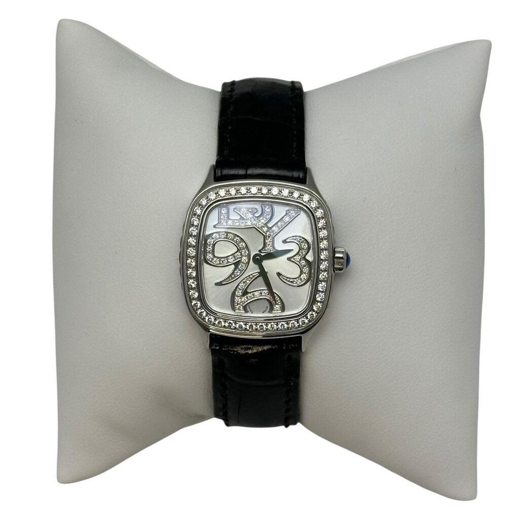 David Yurman Thoroughbred Jeweled Logo Leather Watch