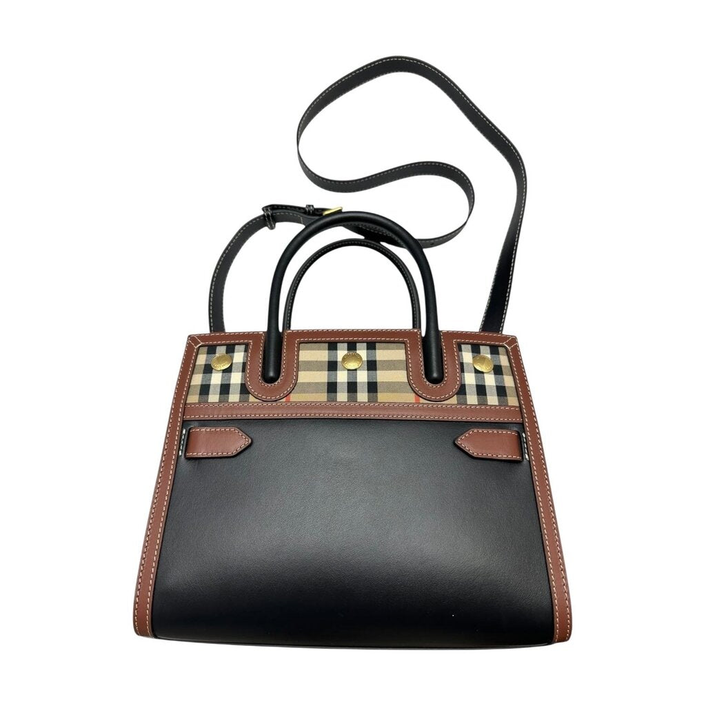 Plaid Leather Title Tote