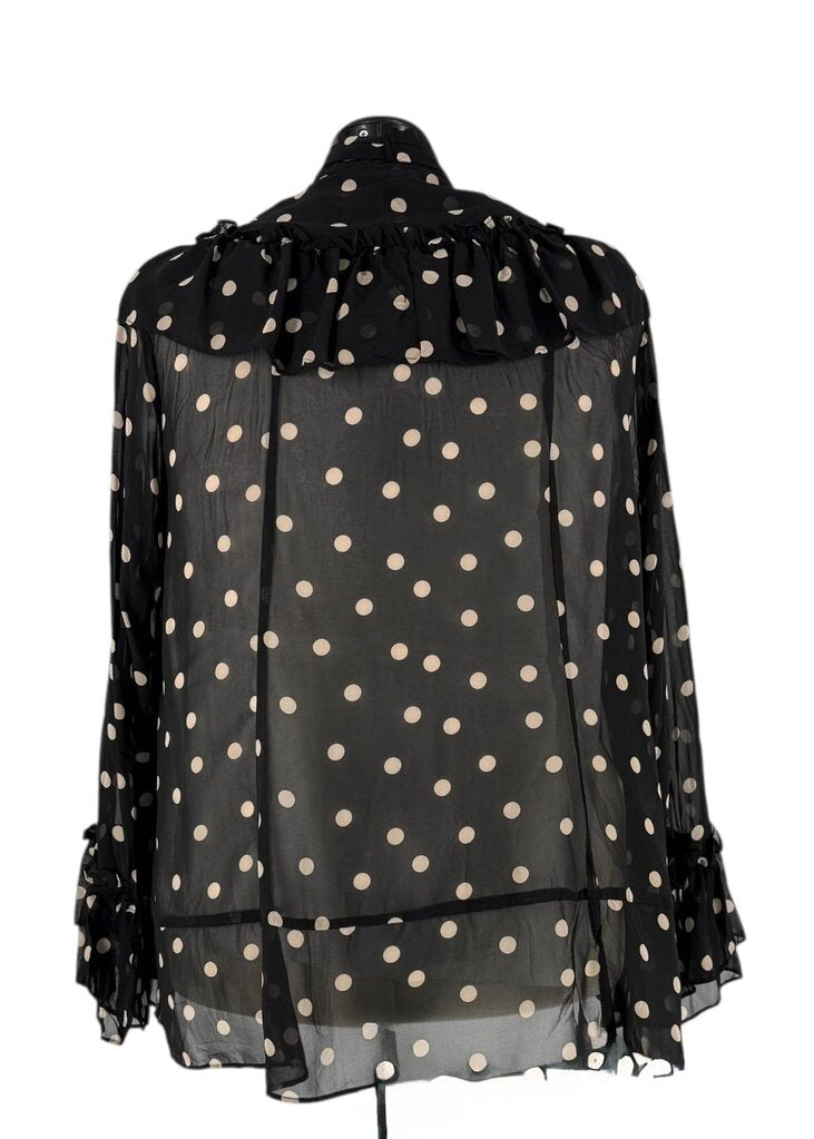 Sheer Polka Dot Ruffle Top