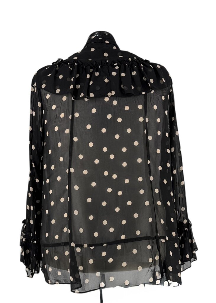 Sheer Polka Dot Ruffle Top