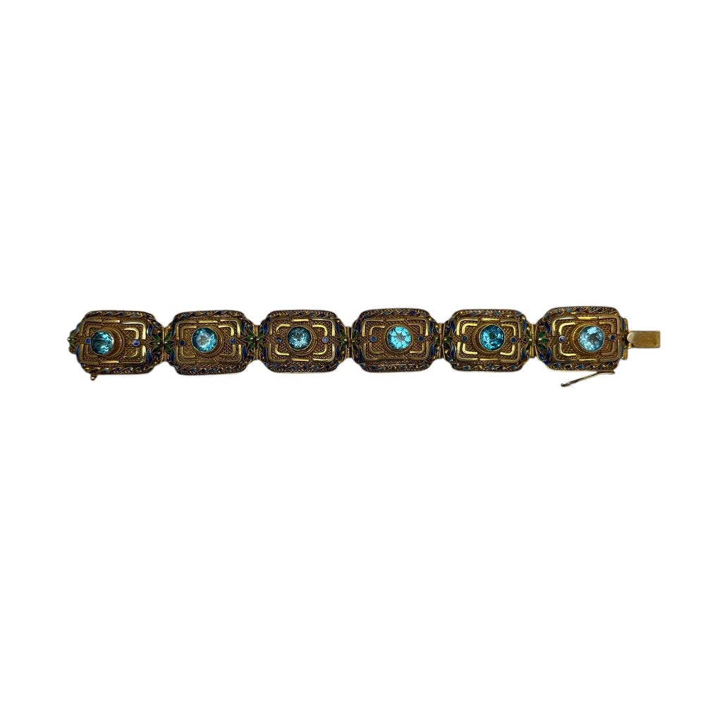 Topaz Filigree Enamel Slide Bracelet