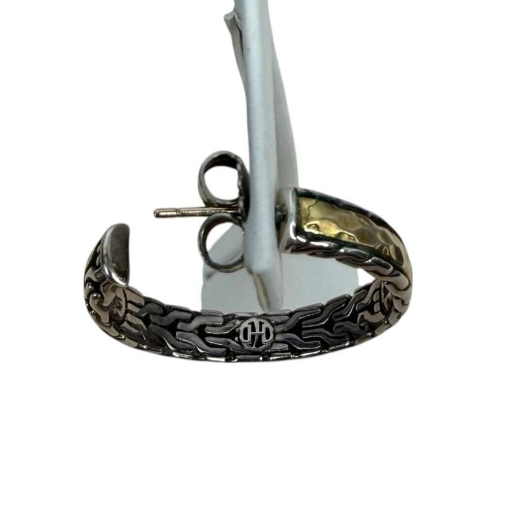 Two-Tone Cable Half Hoop Earrings