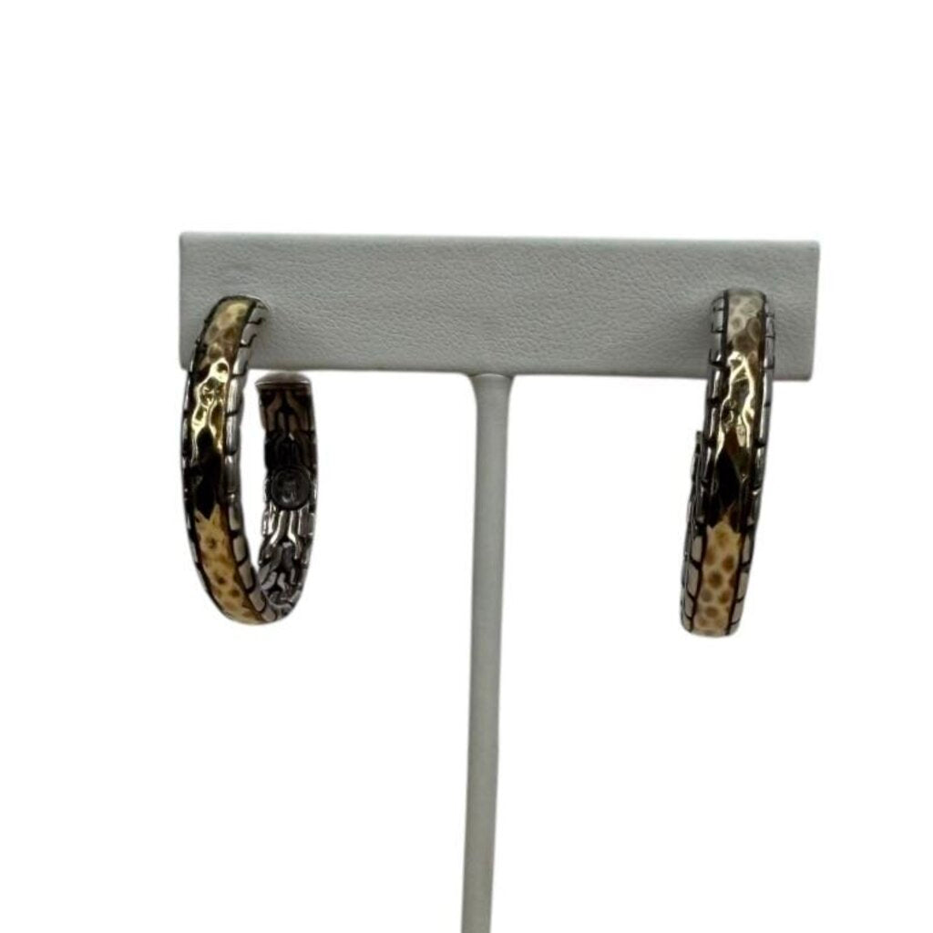 Two-Tone Cable Half Hoop Earrings