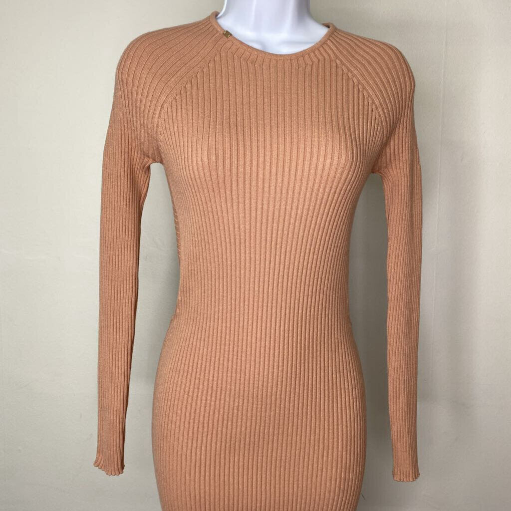 Blush Ribbed Open Back w/ Tie Maxi