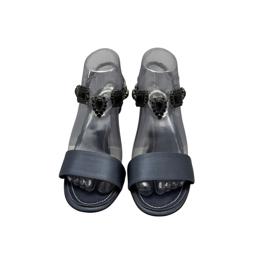 Rene Caovilla Jeweled Strap Satin Heels