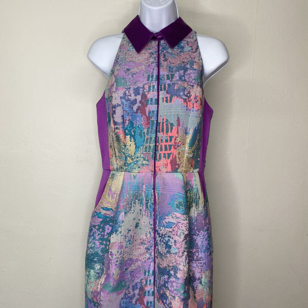 Metallic Panel Sheath Dress
