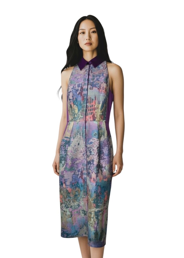 Metallic Panel Sheath Dress