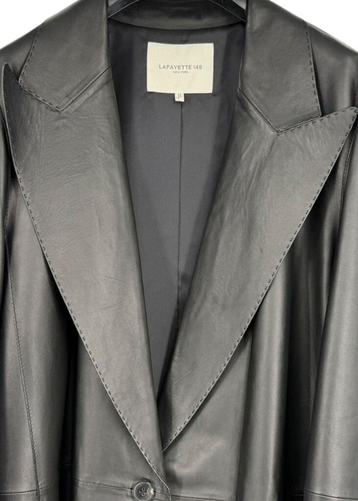 Peaked Lapel Whip Stitch Lamb Leather / XID5