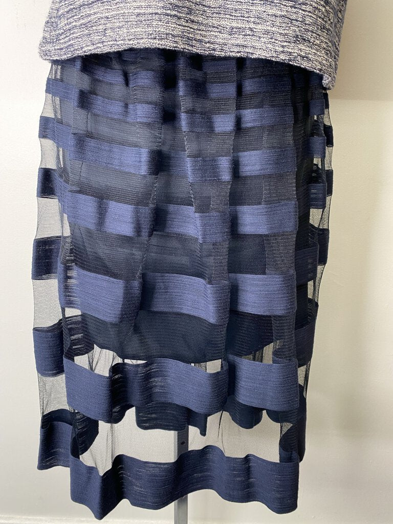 Sheer Striped Midi Skirt