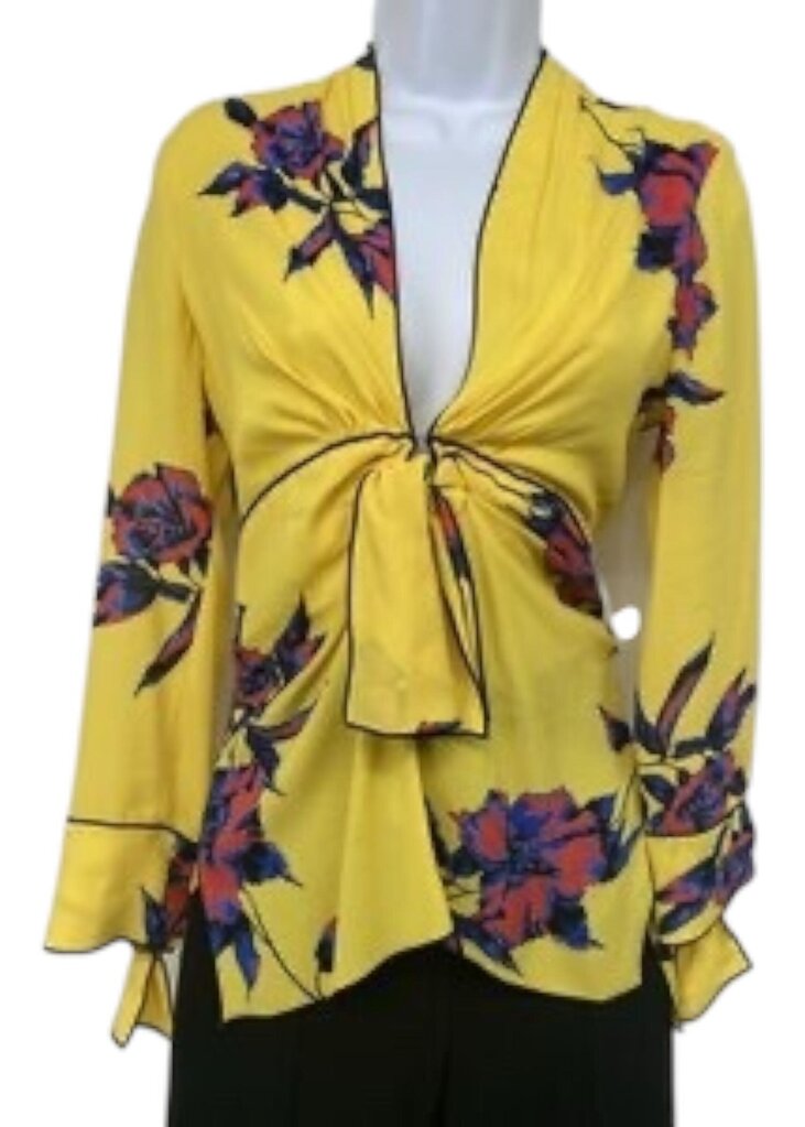 Floral Tie-Front Silk Top