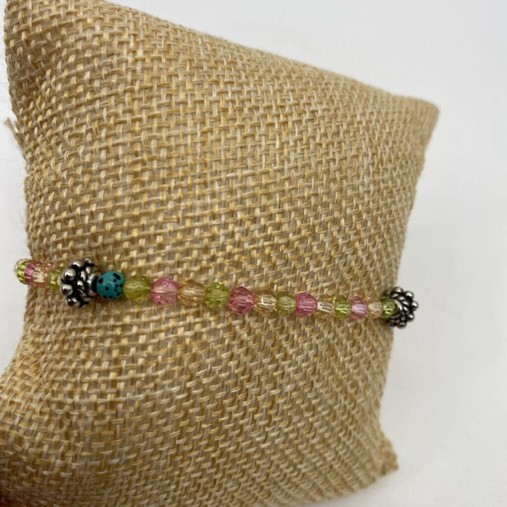 Kissaka Srretch Clear Beads w Turq & Discs