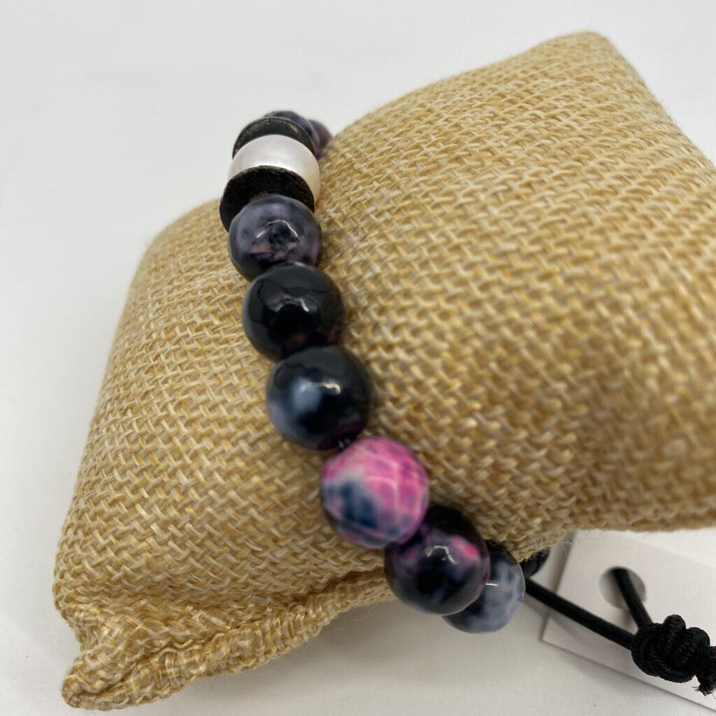 Fire Agate Bone and Pearl Stretch / JD4