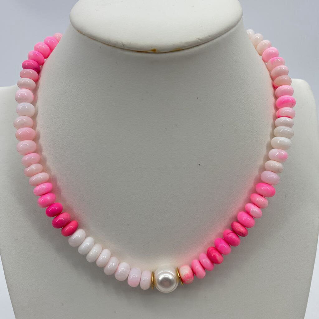 Opal & Hot Pink Ombre Stacked w Pearl / JD4