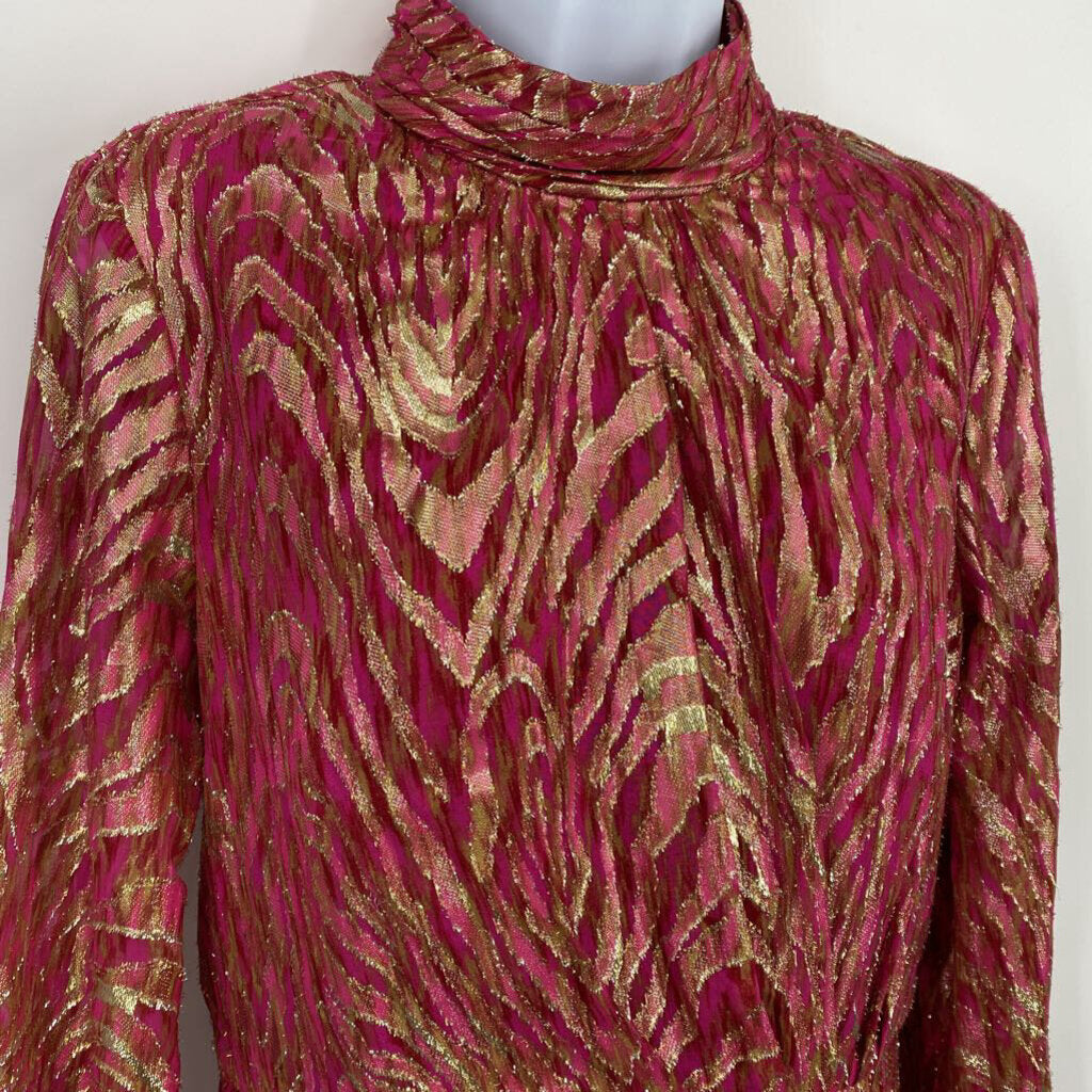 Mock Neck Brocade Mettallic Mini \ JE4