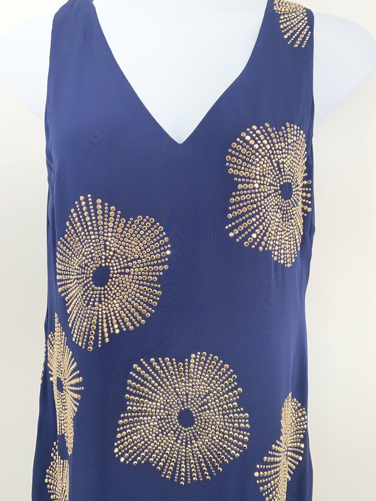 Gold Starburst Studded V-Neck Sheath / LA4