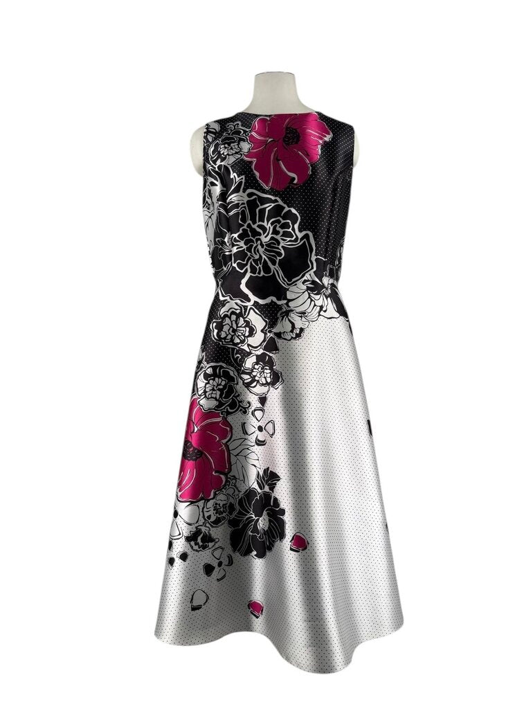 Mi Jong Lee Silk Dot & Floral Dress