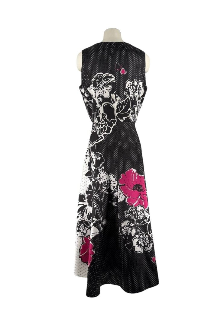 Mi Jong Lee Silk Dot & Floral Dress