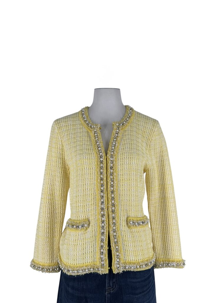 Pearl and Rhinestone Trim Tweed Blazer