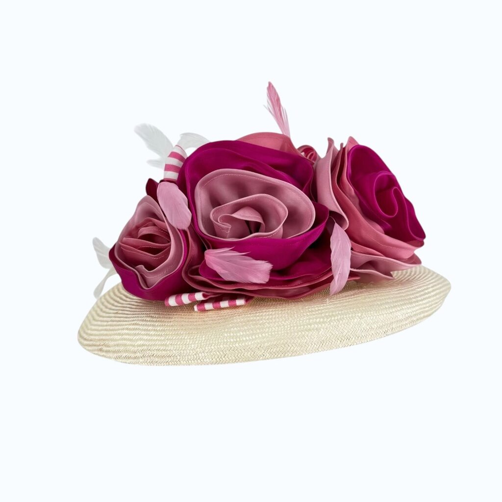 Satin Rosette Straw Hat