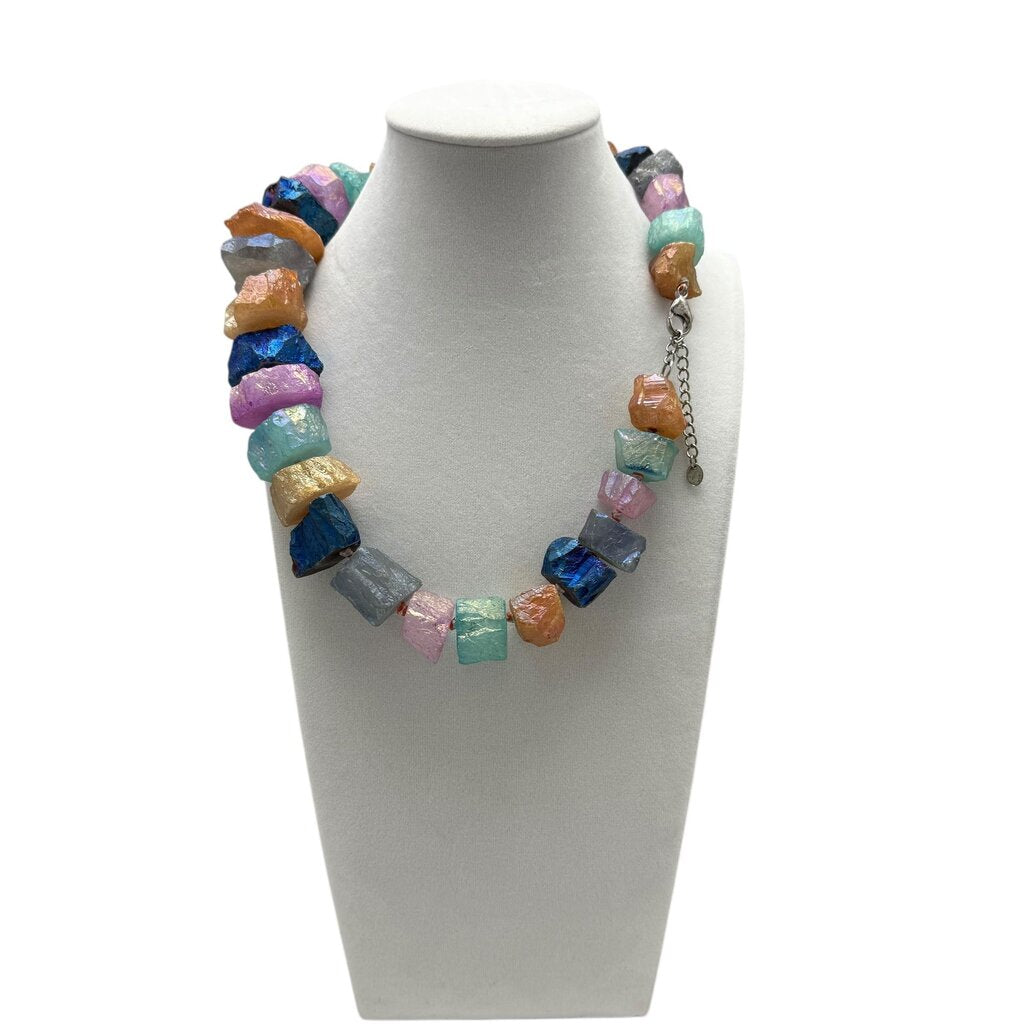 Hand Tied Painted Rock Necklace