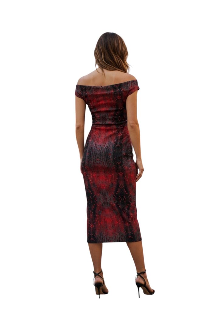 Irene Dot Bateau Neck Sheath Midi Dress
