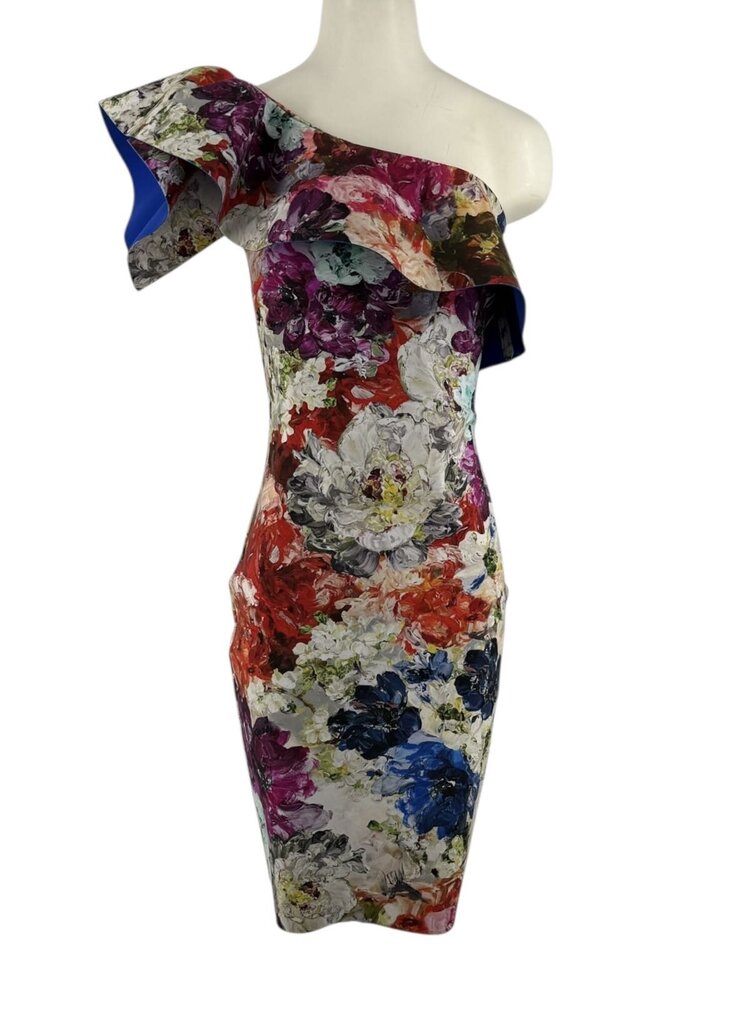 Ruffle One Shoulder Flower Sheath / FA5