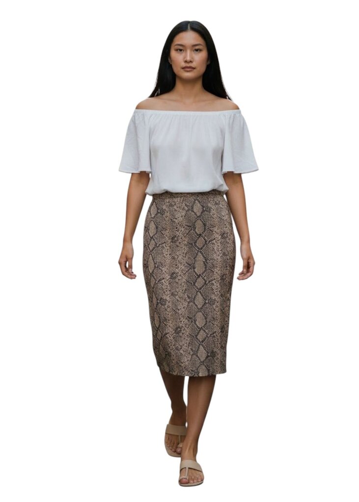 Snakeskin Printed Midi Skirt