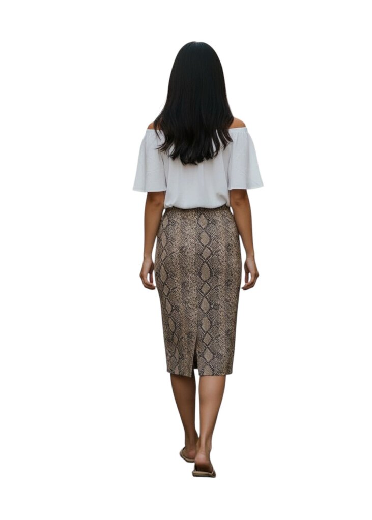 Snakeskin Printed Midi Skirt