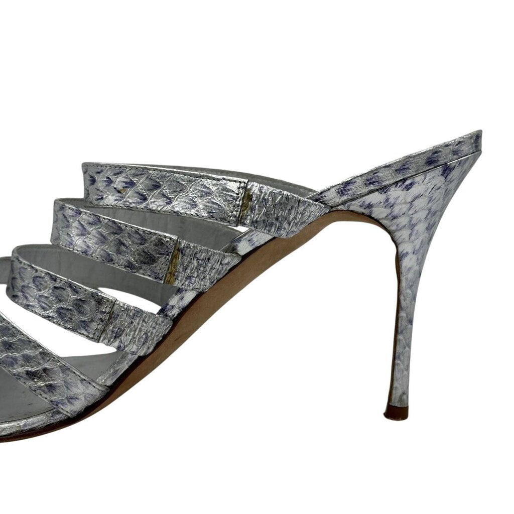 Metallic Snakeskin Strappy Heels