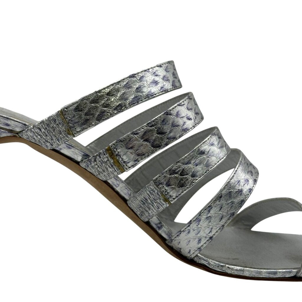 Metallic Snakeskin Strappy Heels