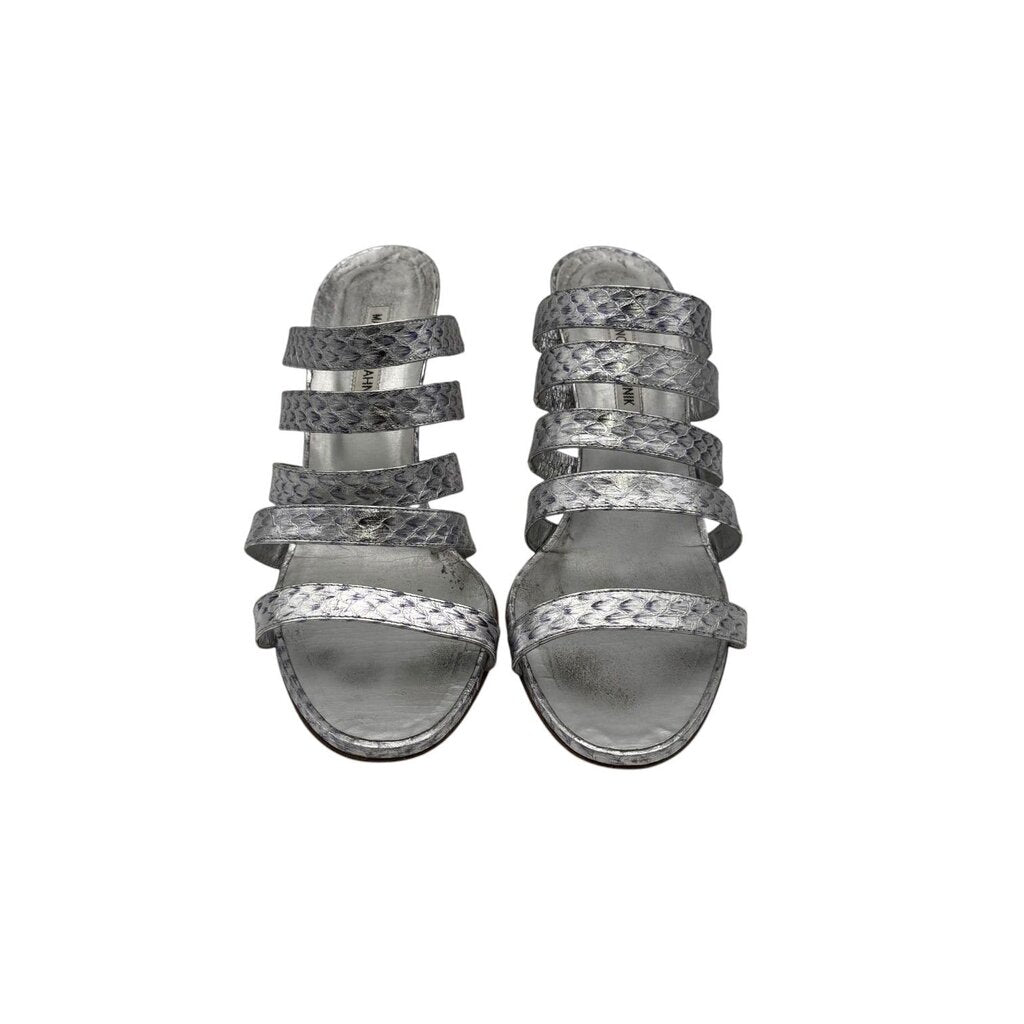 Metallic Snakeskin Strappy Heels
