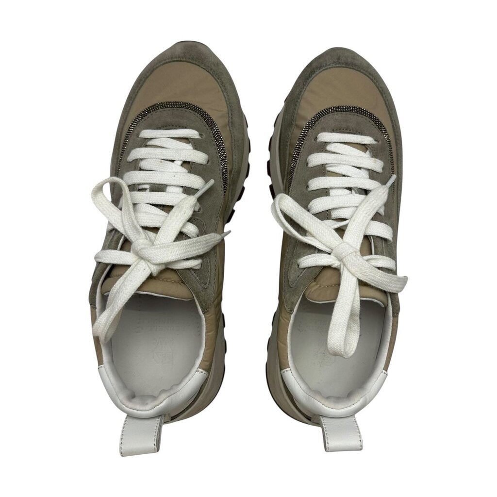 Beaded Suede Panel Sneaker