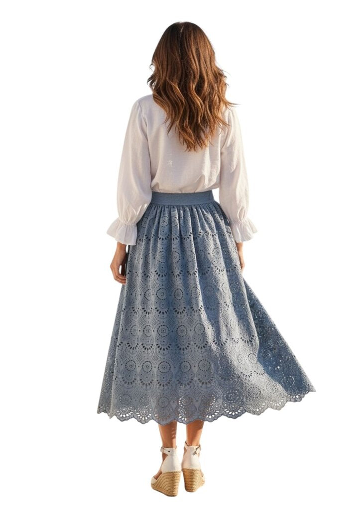 Clarabella Eyelet Midi Skirt