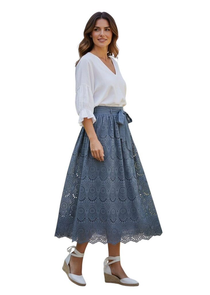 Clarabella Eyelet Midi Skirt