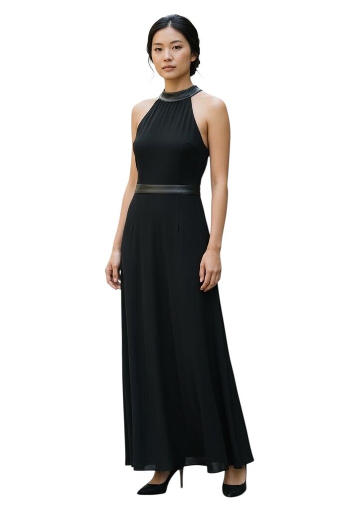 L'agence Isabelle Leather Trim Maxi Dress