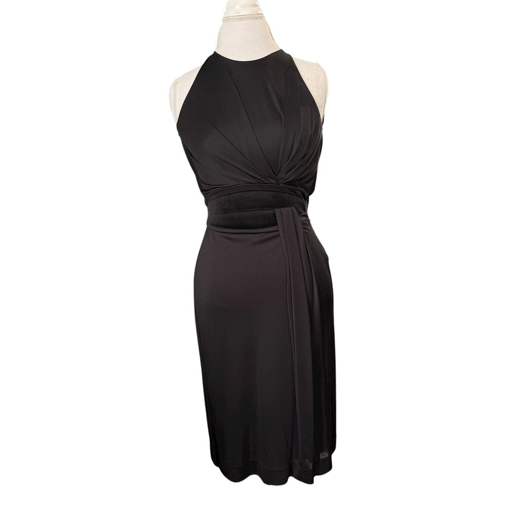 Velvet Waistband Open Back Dress