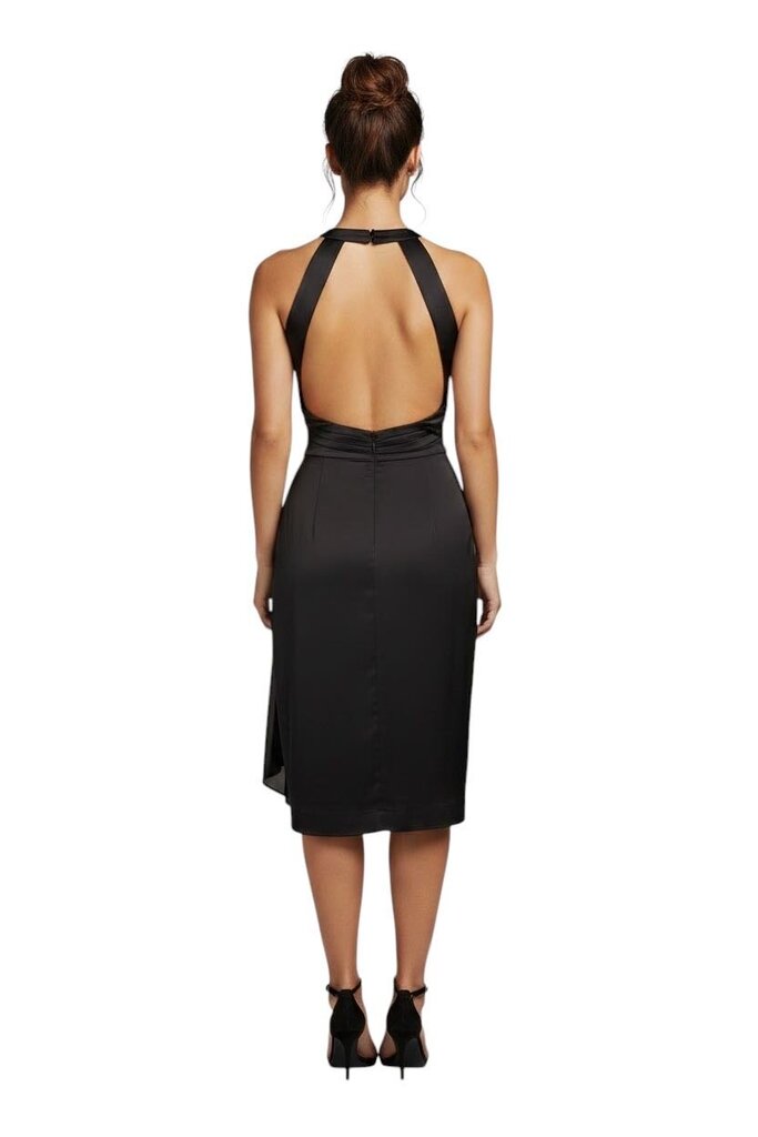 Velvet Waistband Open Back Dress