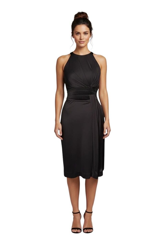 Velvet Waistband Open Back Dress