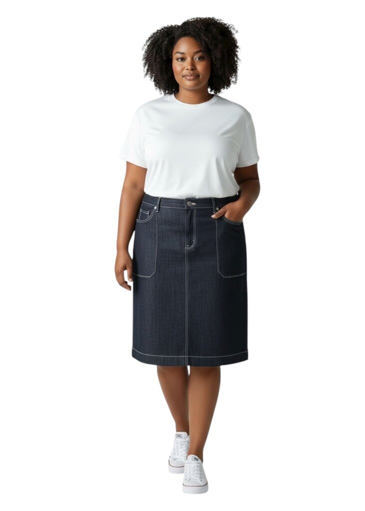 Contrast Stitch Denim Midi / HA5