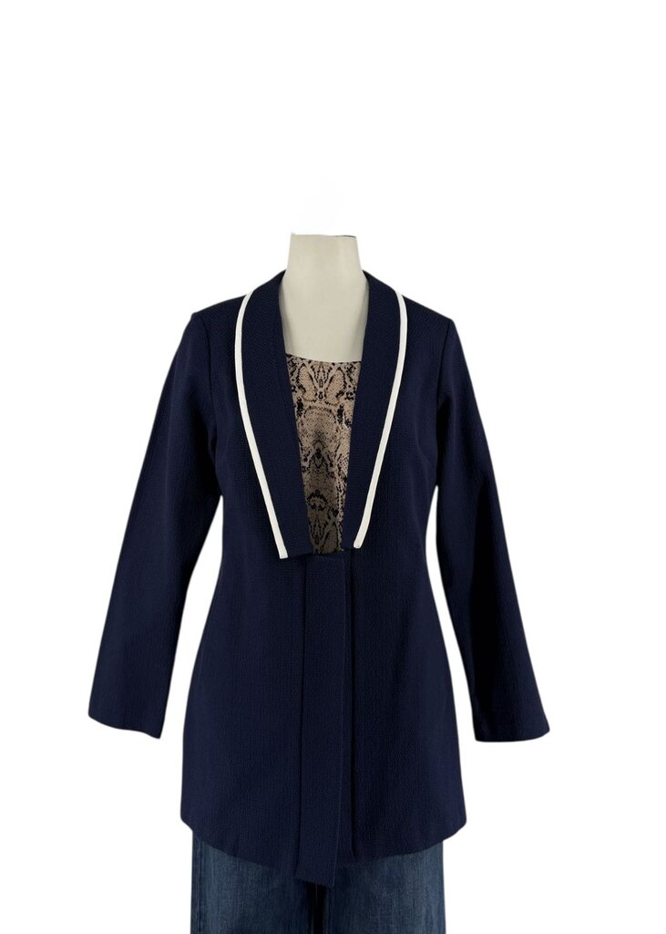 Woven Piped Collar Blazer